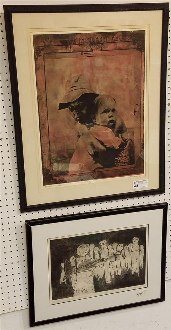 3 FRAMED ETCHINGS AP "SEVENTEEN CENTS", OUR BODIES ARE: 3 FRAMED ETCHINGS AP "SEVENTEEN CENTS", OUR BODIES ARE NOT WE-NOT OUR PROPER PERSONS PENCIL SGND. A. MARSLAND & DETERMINATION SGND JANET WARNER