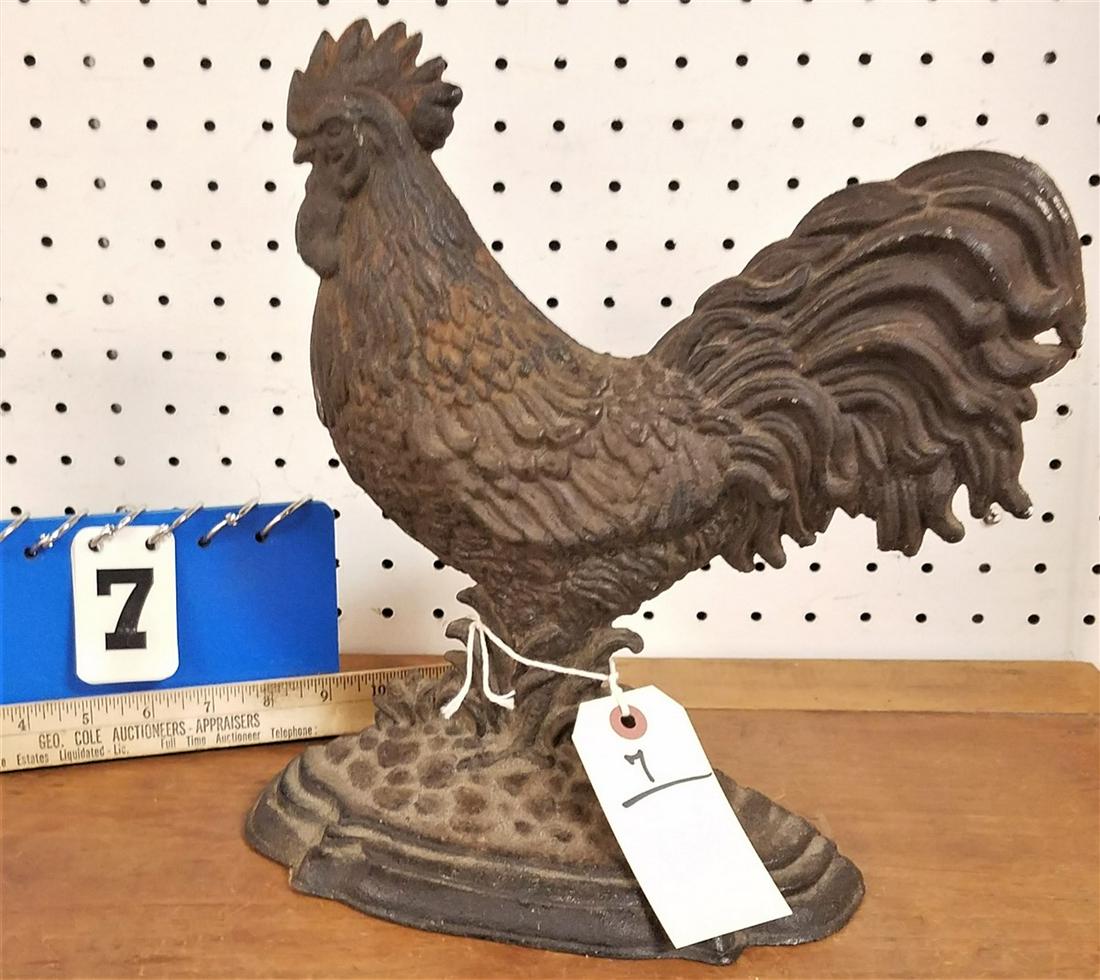 CAST IRON ROOSTER DOOR STOP. 12" (1 of 1)