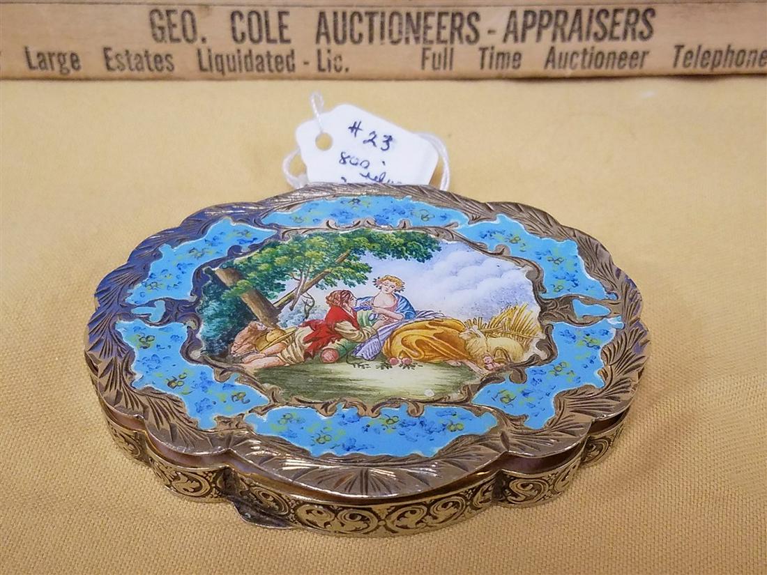 800 SILVER + ENAMEL COMPACT, 2.60 OZT (1 of 3)