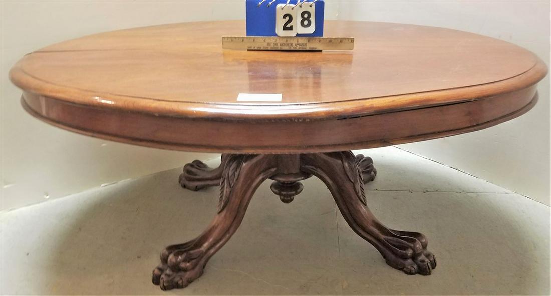 19th c. WALNUT CUT DOWN BREAKFAST TABLE, 19.5"H X 4'W X (1 of 4)