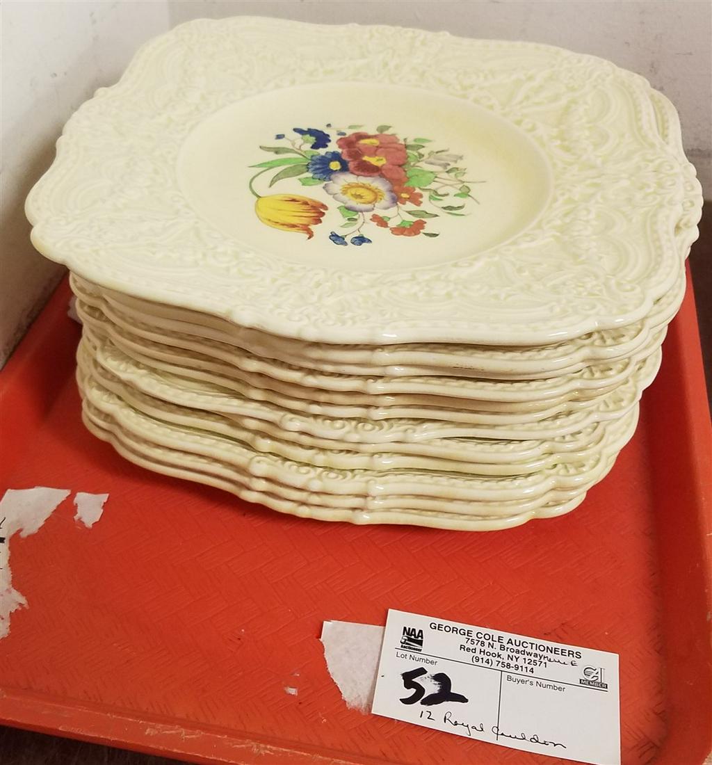 SET 12 ROYAL CAULDON PLATES, 8.5" SQ (1 of 1)
