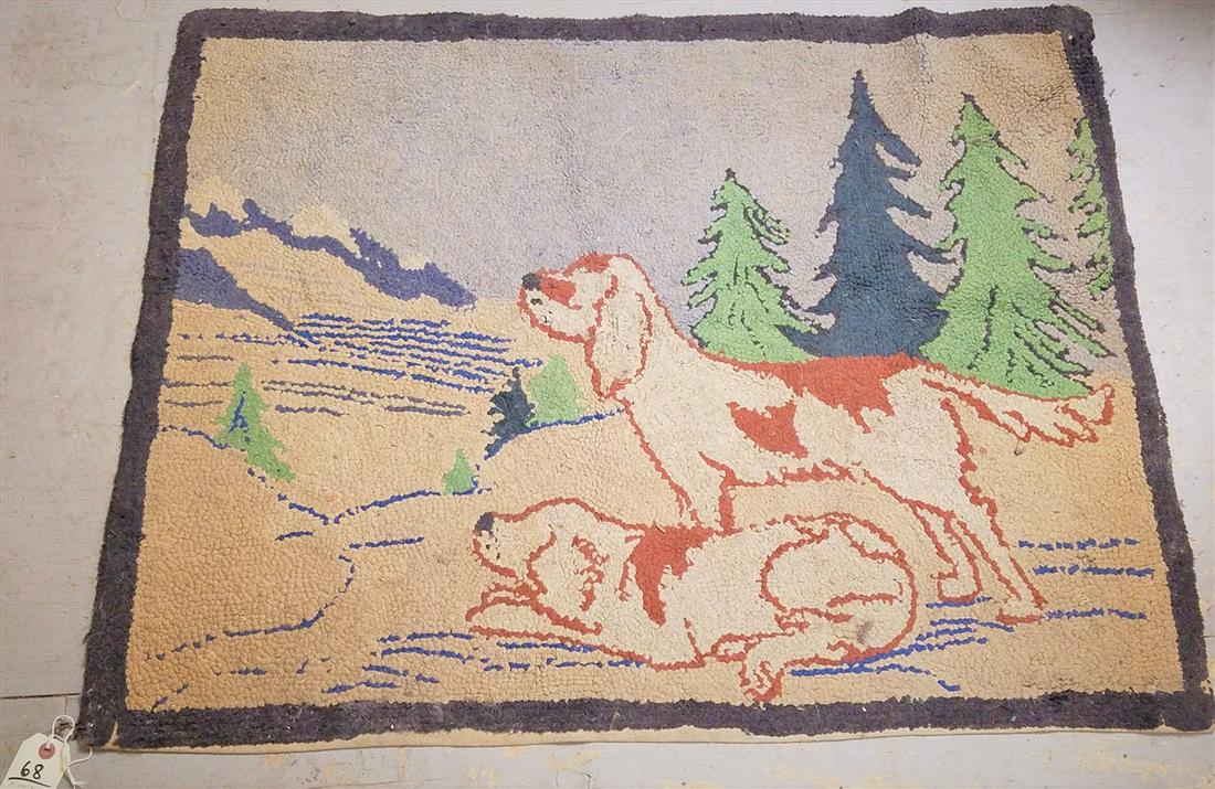 31" X 40" HOOKED RUG, DOGS (1 of 1)