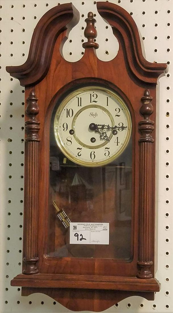 SLIGH CHERRY WALL CLOCK, 21"H X 10.5"W: SLIGH CHERRY WALL CLOCK, 21"H X 10.5"W