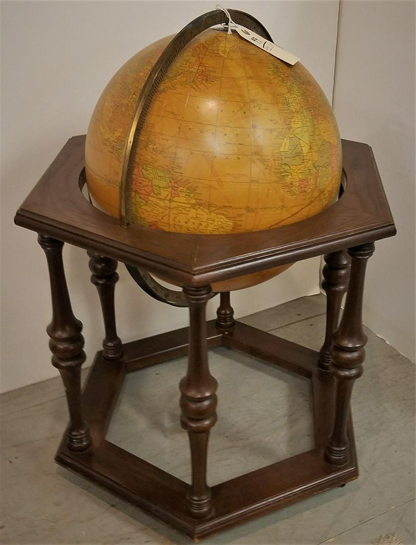 BUTLER 16" GLOBE ON OAK STAND, ILLUMINATES, 32"H X (1 of 3)