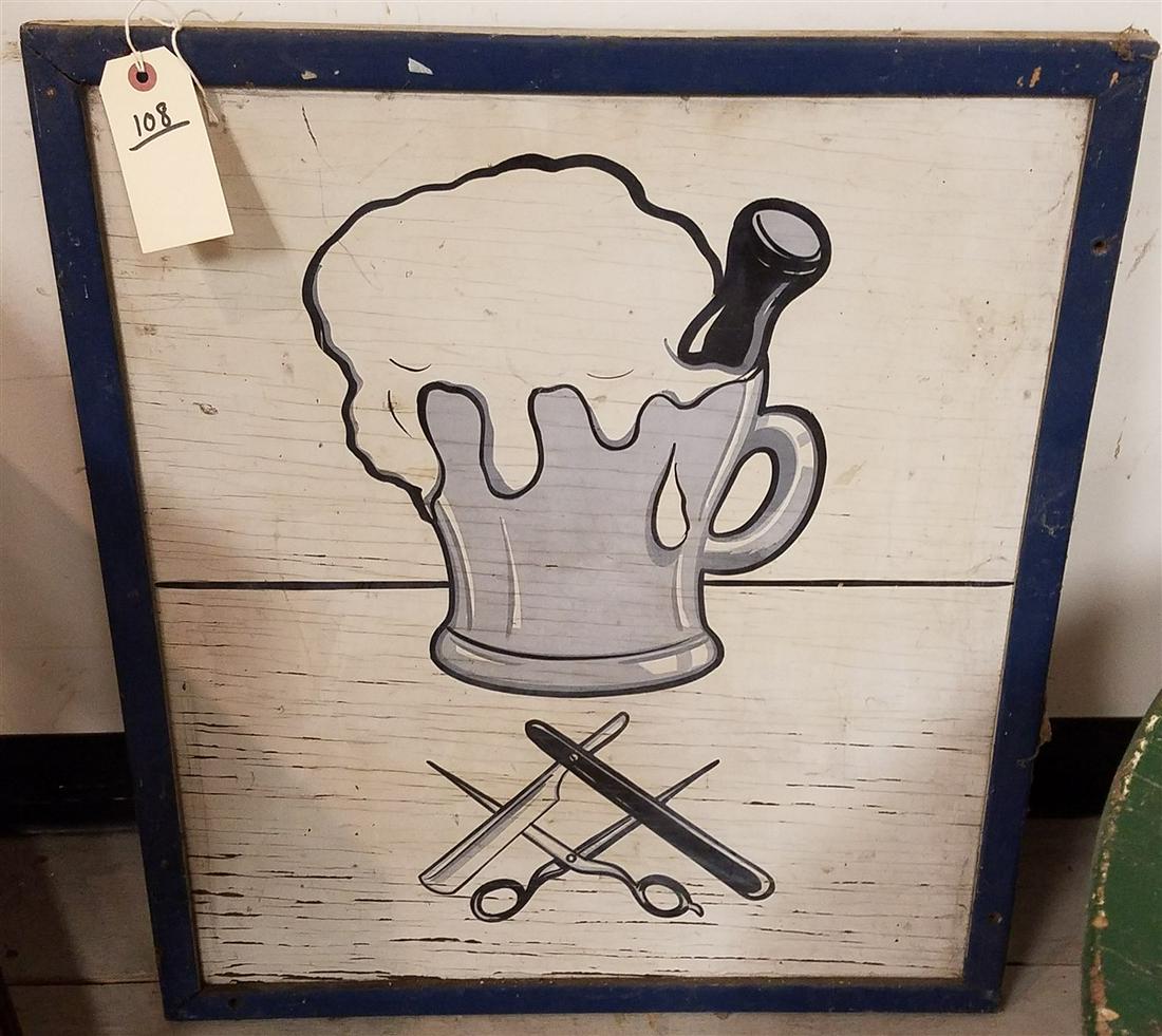 WOODEN BARBER TRADE SIGN, 26" X 22.5" (1 of 1)