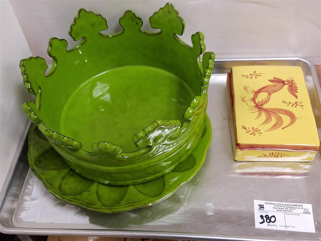 TRAY ITALIAN CERAMIC CROWN BOWL 5"H X 9 3/4" DIAM, 10 (1 of 3)