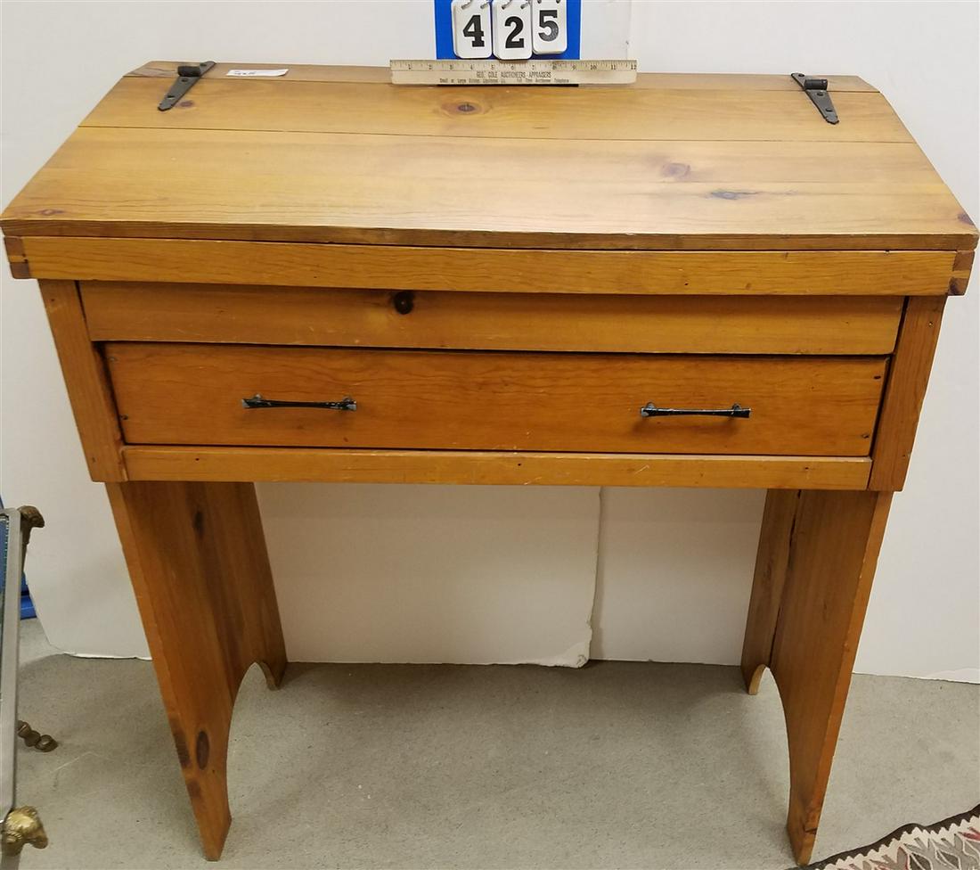 PINE SLANT FRONT LIFT TOP DESK 41"H X 37 1/2"W X 19"D (1 of 3)