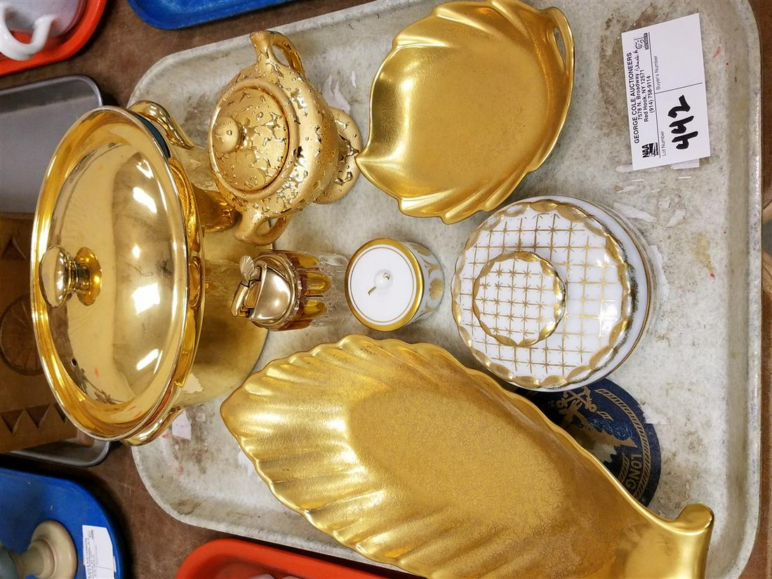 TRAY GILT PORCELAIN- PICKARD LEAF SERVING DISH AND LEAF (1 of 2)