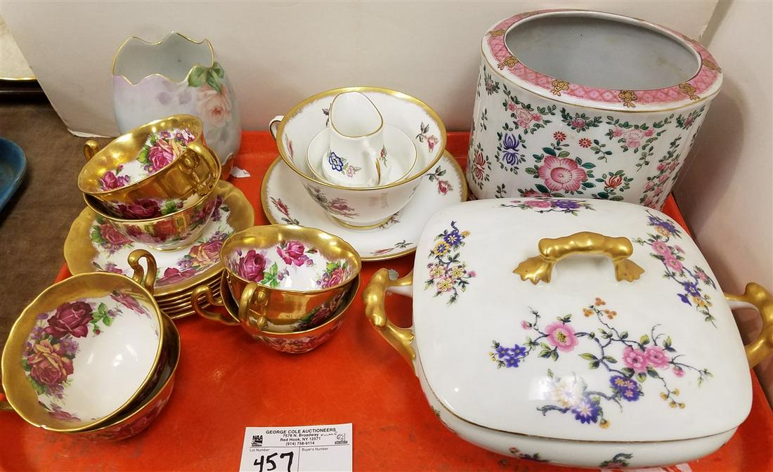 TRAY PORCELAIN- ADDERLEY "LAWLWY" CUPS/SAUCERS, LIMOGES (1 of 1)