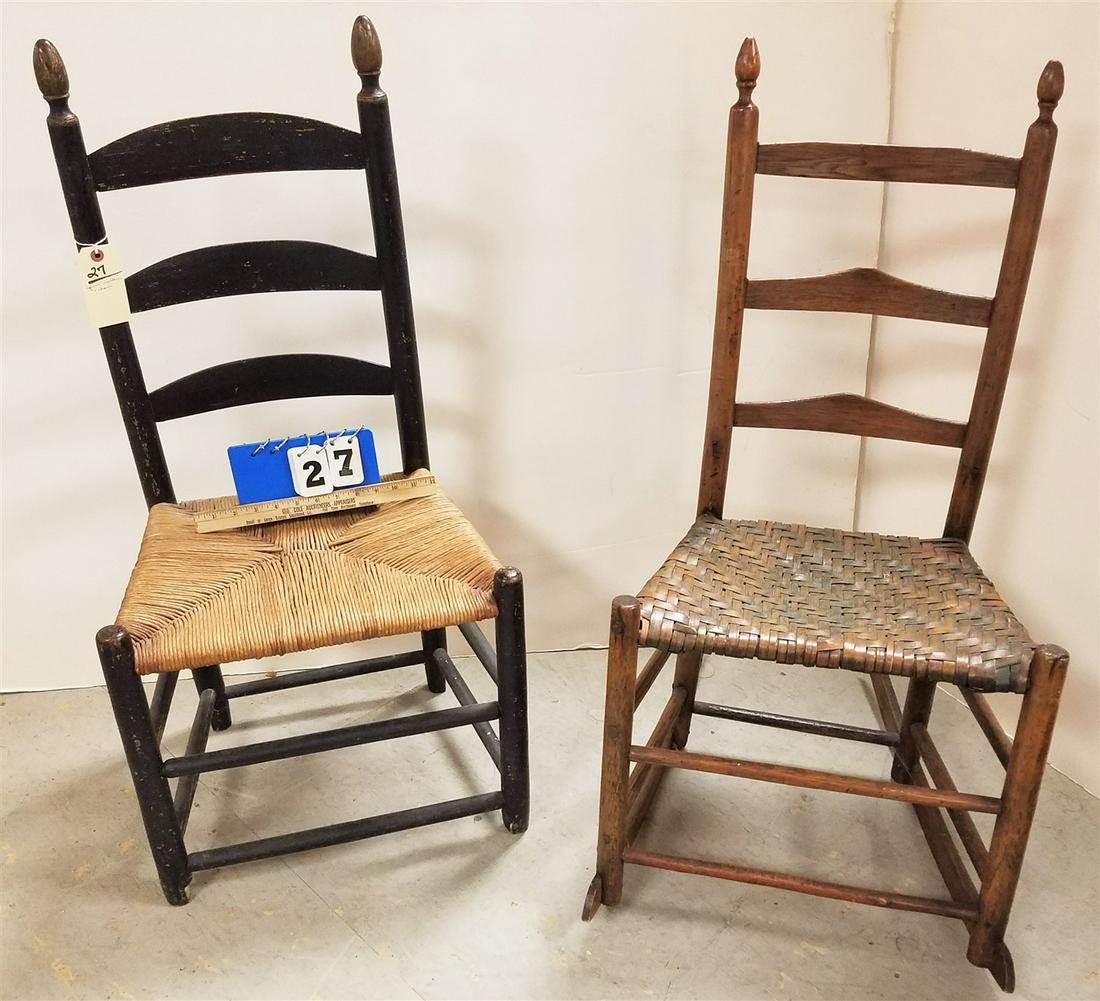 PRIM. LADDER BACK ROCKER & EBONIZED LADDERBACK CHAIR (1 of 1)