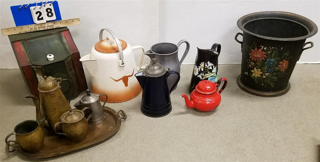 BX COFFEE POTS, PITCHERS, TOLE TEA BOX, ETC. (1 of 1)