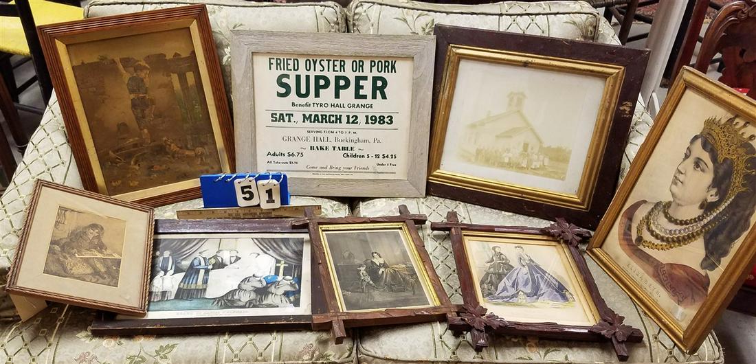 BX 8 FRAMED ITEMS - CURRIER & IVES LITHOS, ENGRAVINGS, (1 of 1)