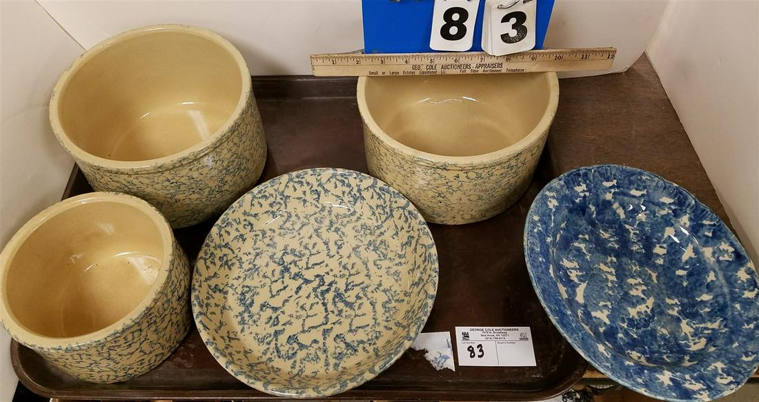 TRAY SPONGEWARE CROCKS, PIE PLATE, ETC. (1 of 3)