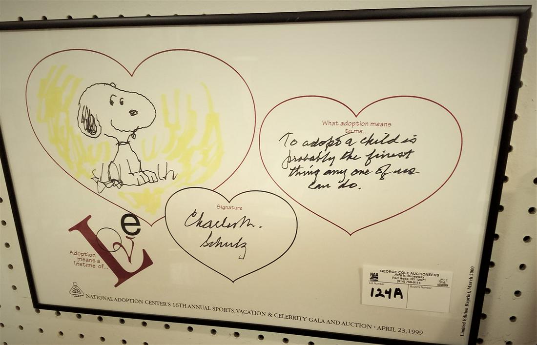 FRAMED SKETCH OF SNOOPY SGND CHARLES SHULTZ (1 of 1)