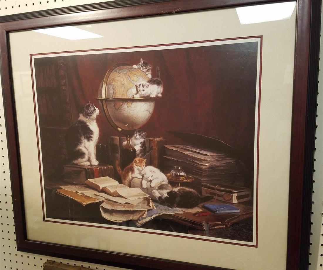 FRAMED PRINT CAT & KITTENS 19 1/4" X 24 1/2 " (1 of 1)