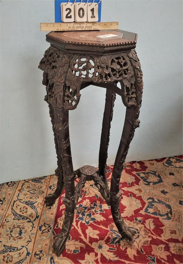 19th c. CHINESE MARBLE TOP STAND (1 of 3)