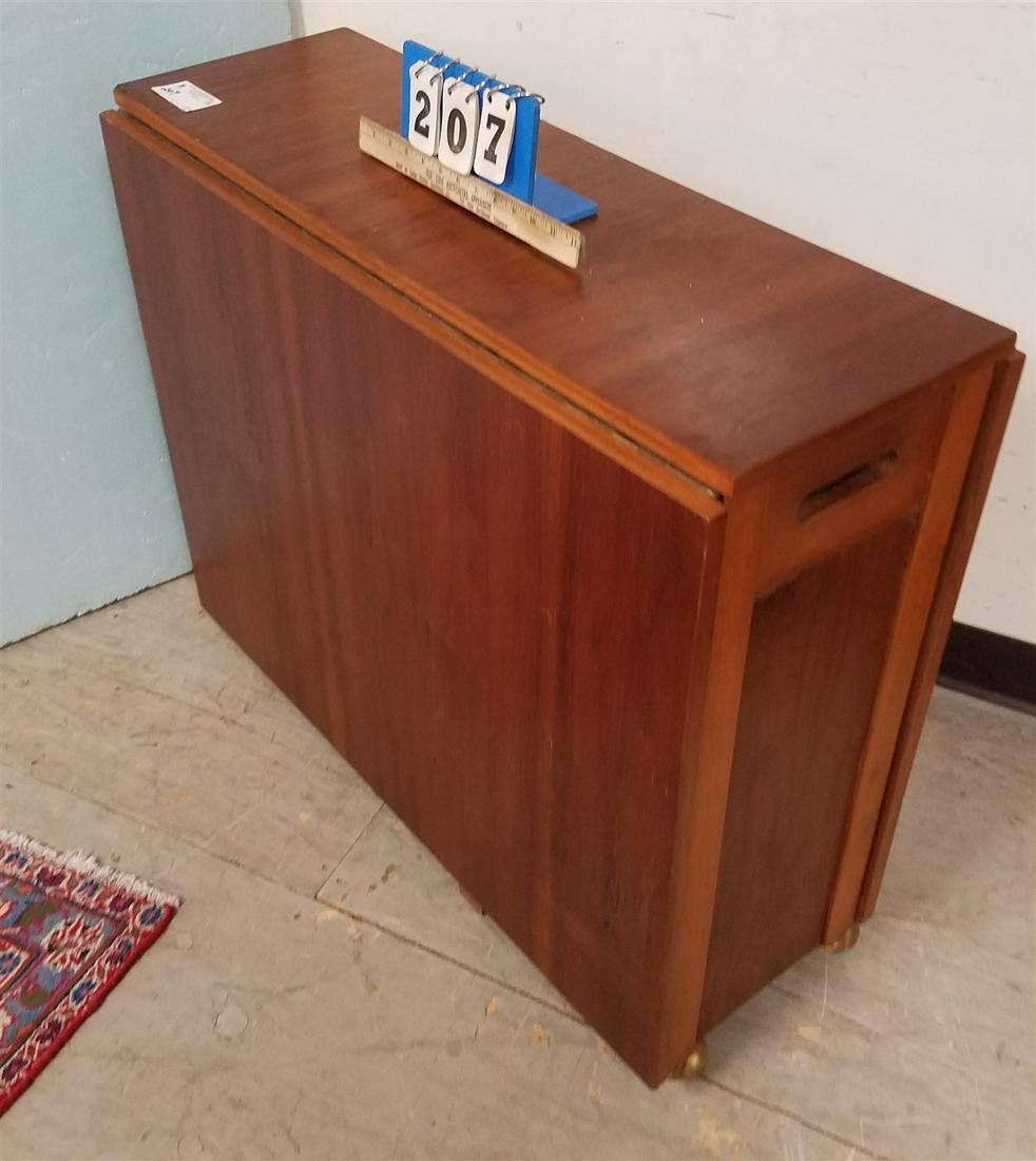 MID CENTURY TEAK DROP LEAF TABLE, 29"H X 34"W X 62"L (1 of 8)