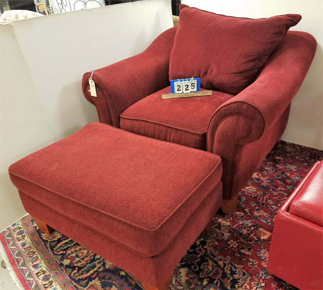 RED UPHOLS. CLUB CHAIR + OTTOMAN (1 of 1)