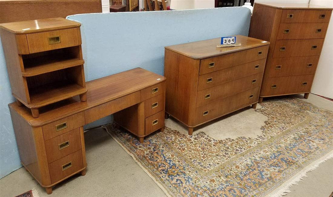 4 PC 40'S JOHN STUART WALNUT BED SET (1 of 6)