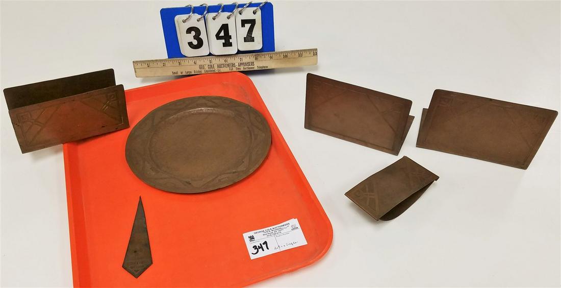 TRAY ARTS + CRAFTS COPPER DESK SET (1 of 1)