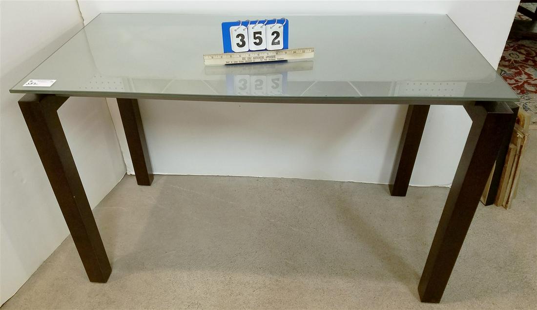 MODERN GLASS TOP CONSOLE TABLE, 30.5"H X 48"W X 24.5"D (1 of 2)