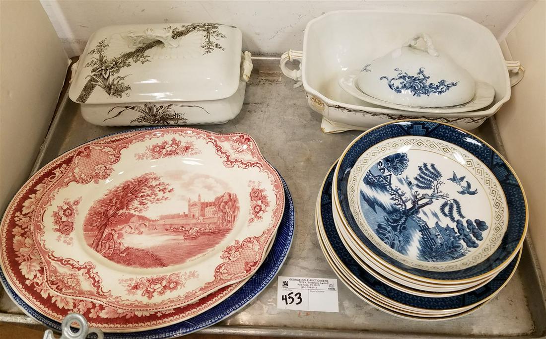 TRAY 15PC. DOUBLE PHOENIX DISHES, VICT. IRONSTONE (1 of 8)