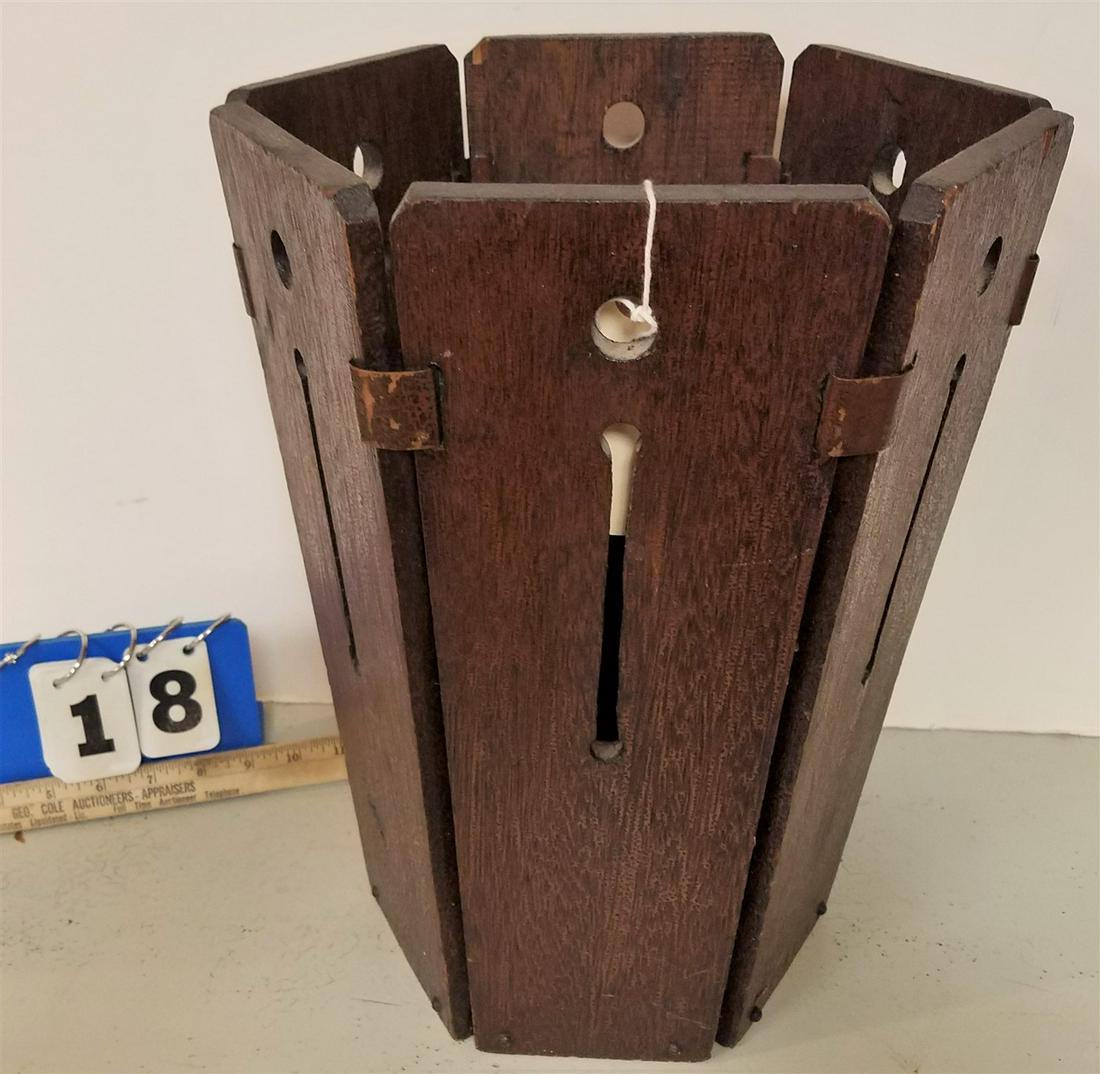 MISSION OAK HEXAGONAL WASTE BASKET 15"H X 12" DIAM (1 of 2)