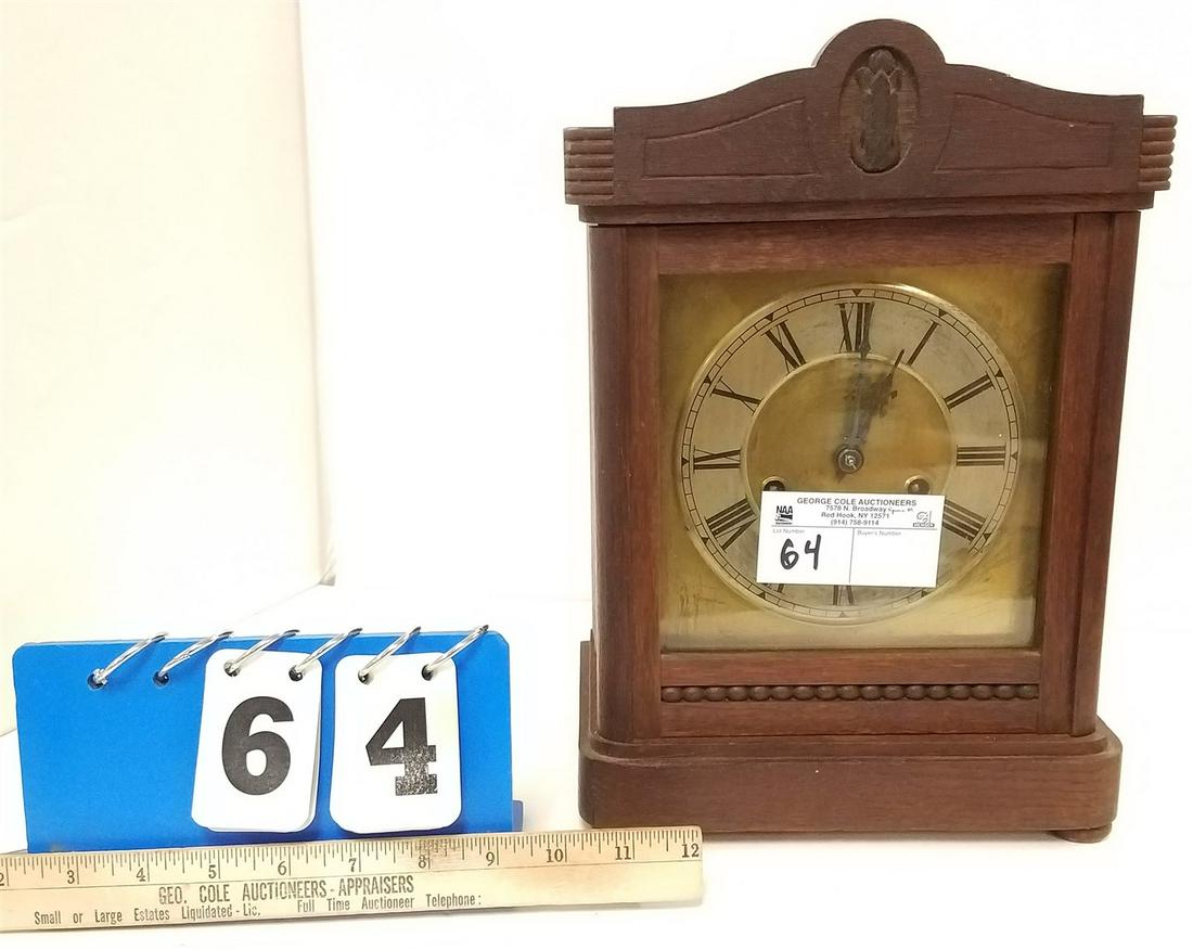 OAK BRACKET CLOCK - 12.5"H X 9"W X 6"D (1 of 4)