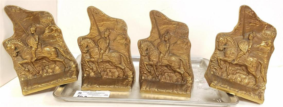 SET 4 BRONZE BOOK ENDS 2 PAIR (1 of 1)