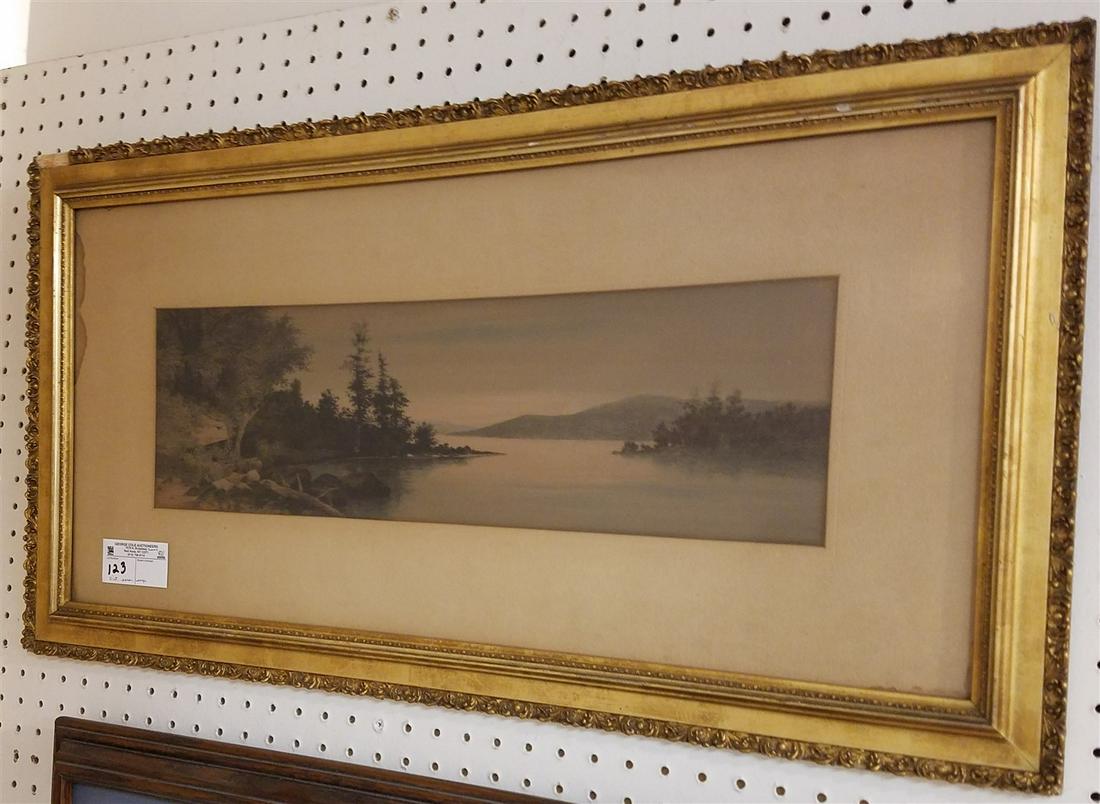 FRAMED VICTORIAN COLOR ENGRAVING LANDSCAPE - 6.5" X 22" (1 of 3)