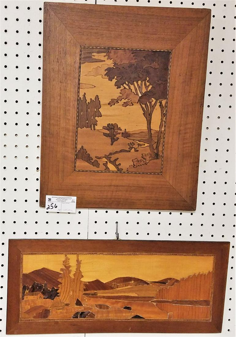 2 WOOD INLAY LANDSCAPES, 17.75" X 14.5" + 9" X 20.25" (1 of 2)