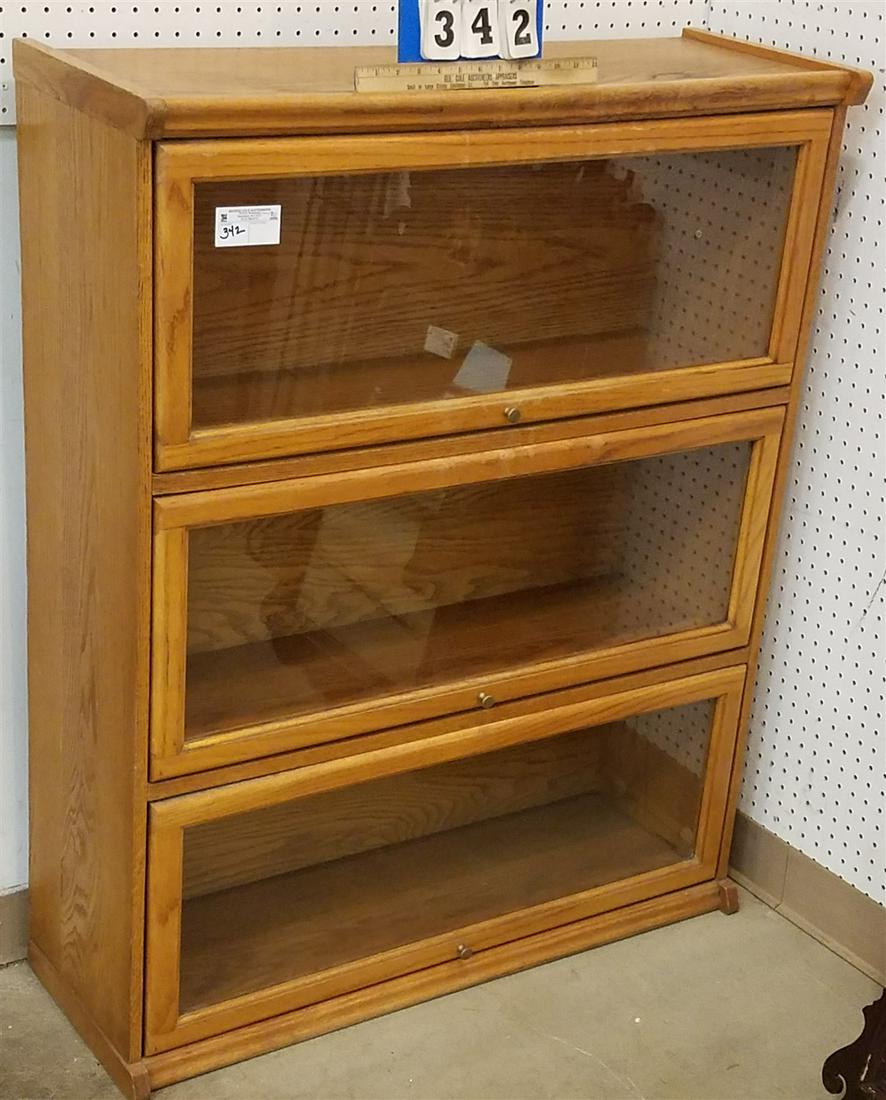 OAK 3 SECTION BOOKCASE, 45"H X 3'W X 13"D (1 of 1)