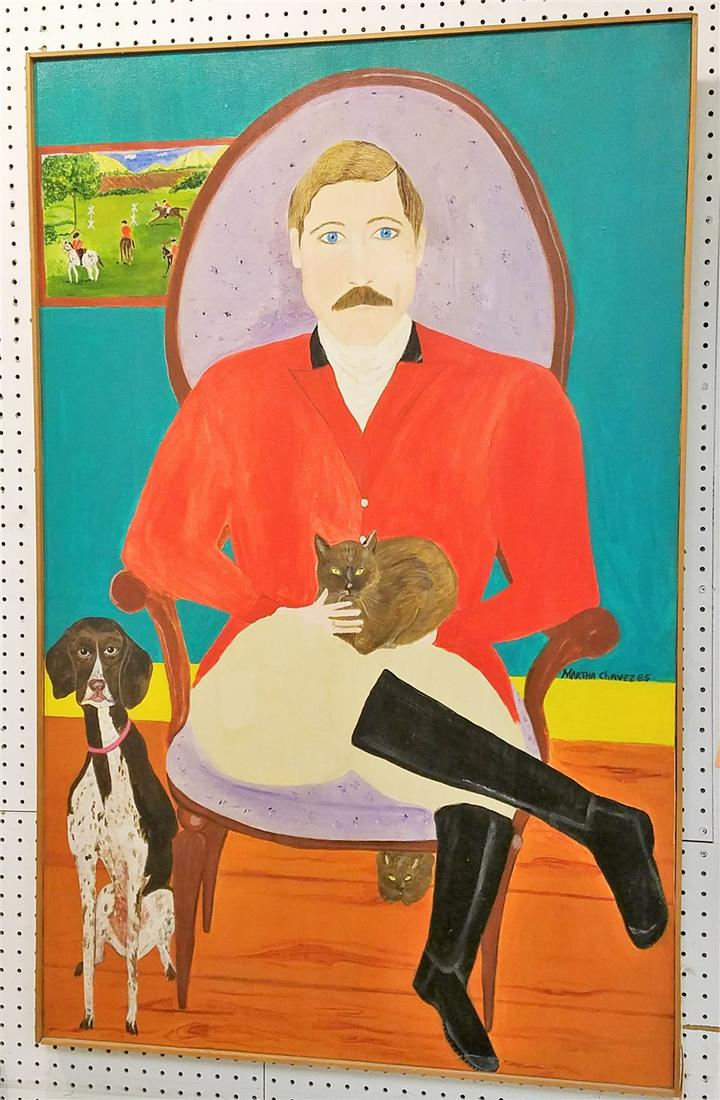 FRAMED O/C PORTRAIT OF A GENT SGND MARTHA CHAVEZ '85 (1 of 2)