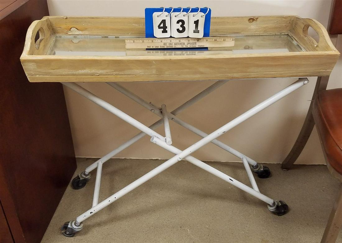 FOLDING MIRRORED TRAY STAND: FOLDING MIRRORED TRAY STAND