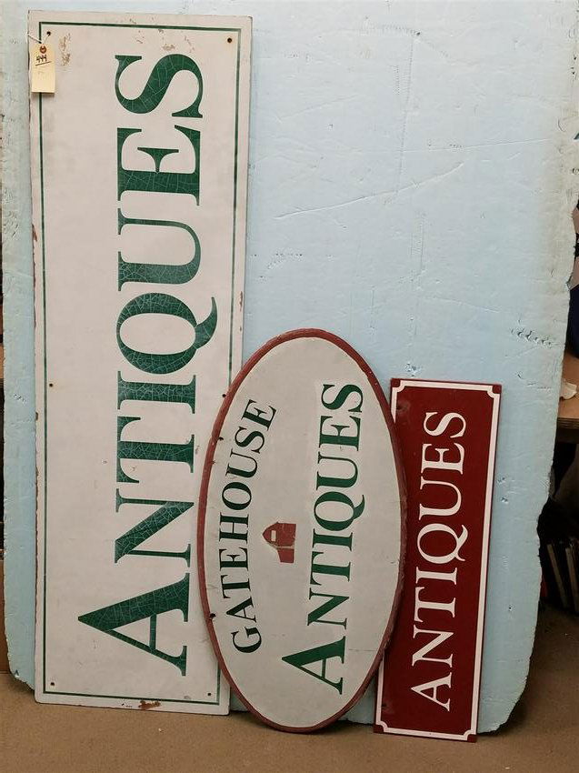 3 WOODEN ANTIQUES SIGNS 18"X5 (1 of 4)