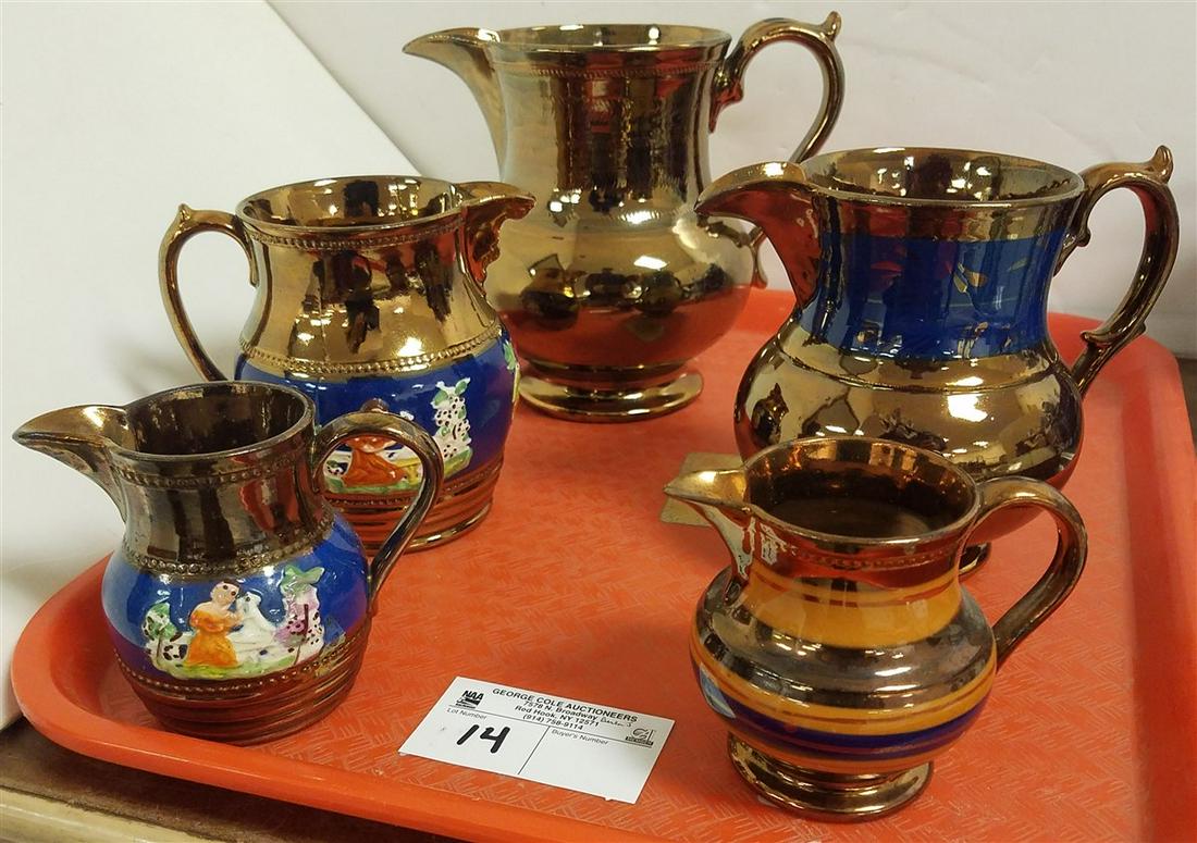 TRAY 5PC. LUSTER PITCHERS + CREAMERS (1 of 1)