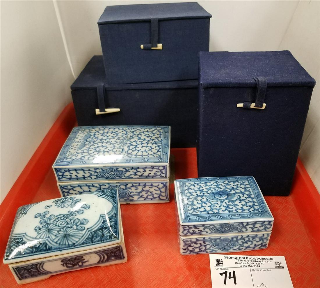 TRAY 3 20th c. CHINESE PORCELAIN BOXES (1 of 5)