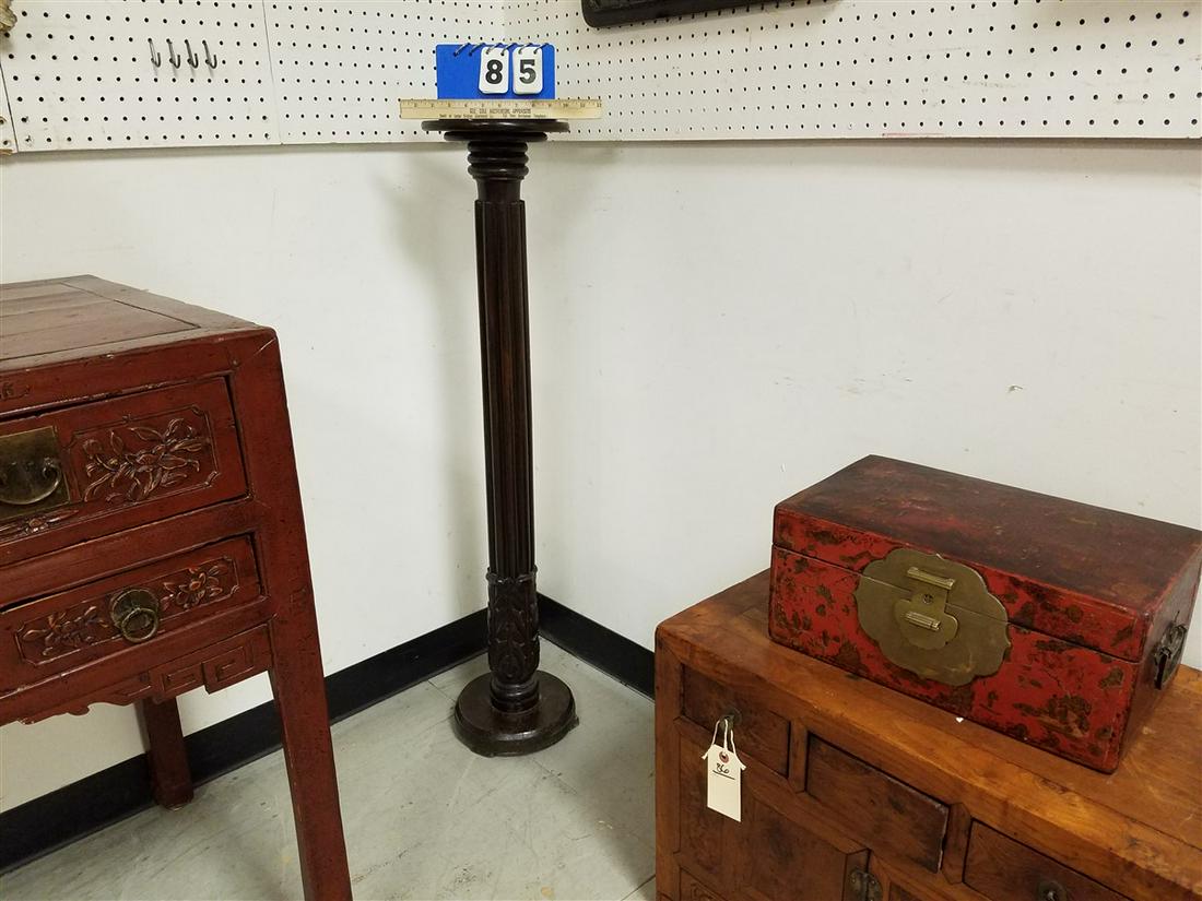 CARVED WALNUT PEDESTAL, 43"H X 9" DIAM. (1 of 3)