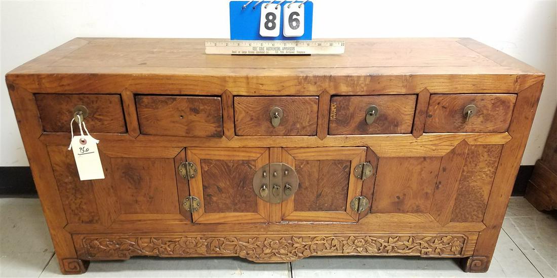 19th c. CHINESE 5 DRAWER OVER 2 DOOR CABINET, 19"H X: 19th c. CHINESE 5 DRAWER OVER 2 DOOR CABINET, 19"H X 40"W X 15"D