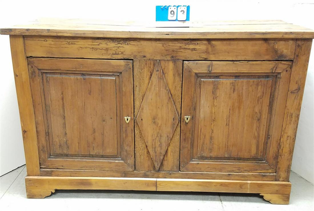 19th c. CONTINENTAL PINE 2 DOOR CABINET, 36"H X 57.5"W (1 of 4)