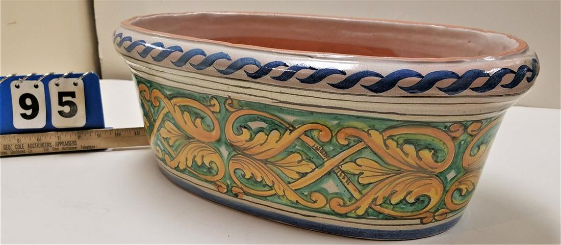 ITALIAN GLAZED POTTERY PLANTER, 7.5"H X 19.5"W X 10.5"D (1 of 5)