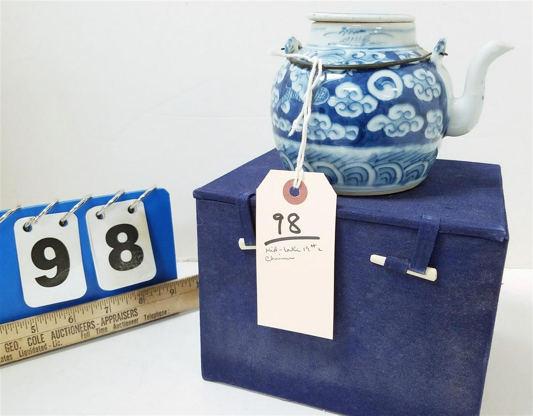 MID-LATE 19th c. PORCELAIN TEA POT W/ BX (1 of 11)