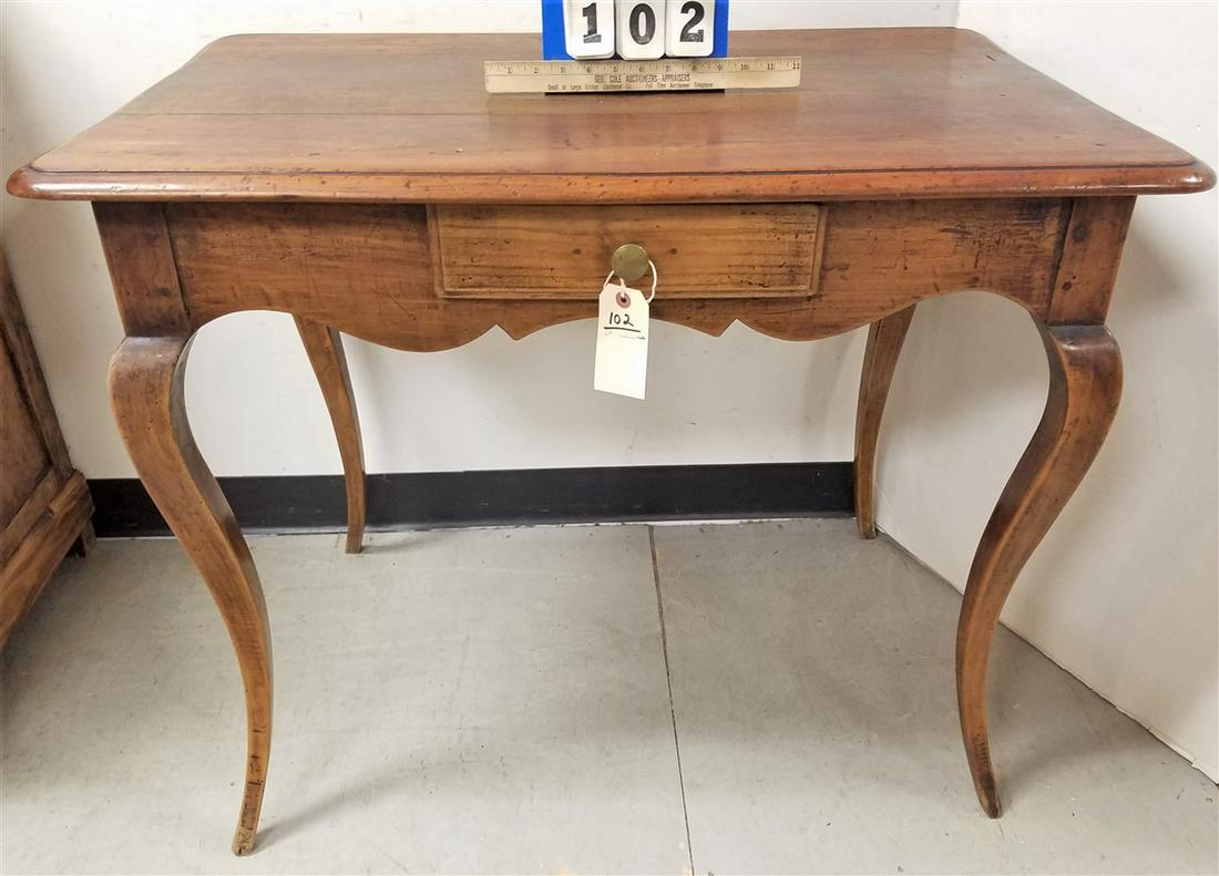 19th c. CONTINENTAL 1 DRAWER TABLE, 29.5"H X 37"W X (1 of 3)