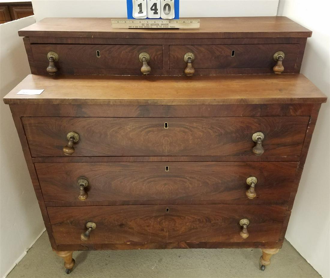 EMPIRE MAHOG. 5 DRAWER CHEST, 40.5"H X 38.5"W X 19"D (1 of 3)