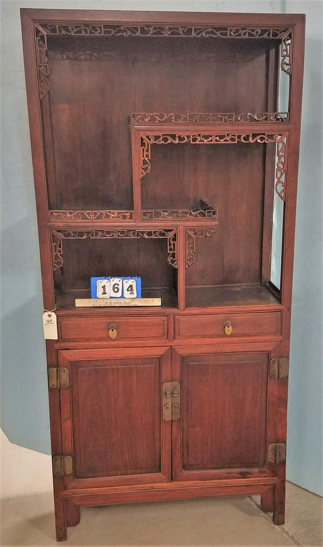 CHINESE ETEGERE HUNG MU WOOD 6: CHINESE ETEGERE HUNG MU WOOD 6'H X34.25"W X13.5"D
