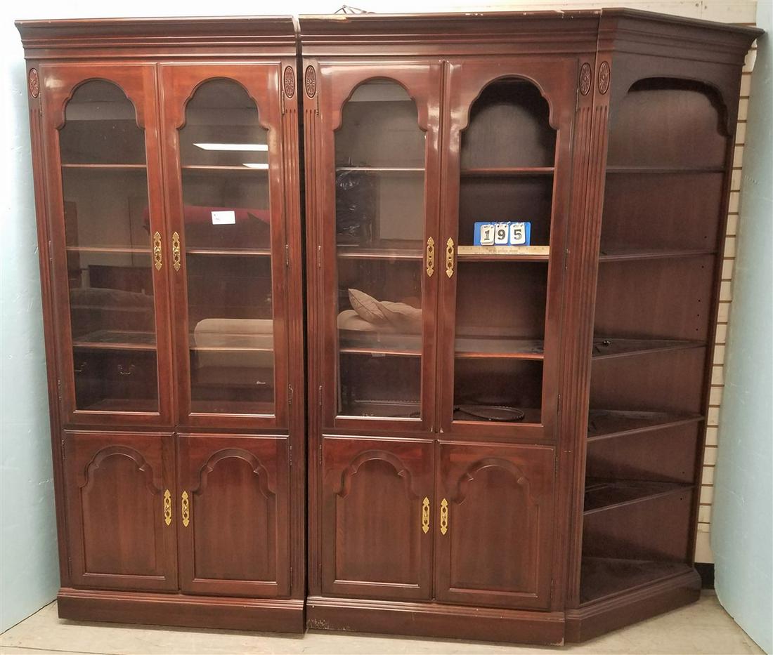 ETHAN ALLEN CHERRY 3 PART WALL UNIT, 6'7"H X 88.5"W X: ETHAN ALLEN CHERRY 3 PART WALL UNIT, 6'7"H X 88.5"W X 16"D