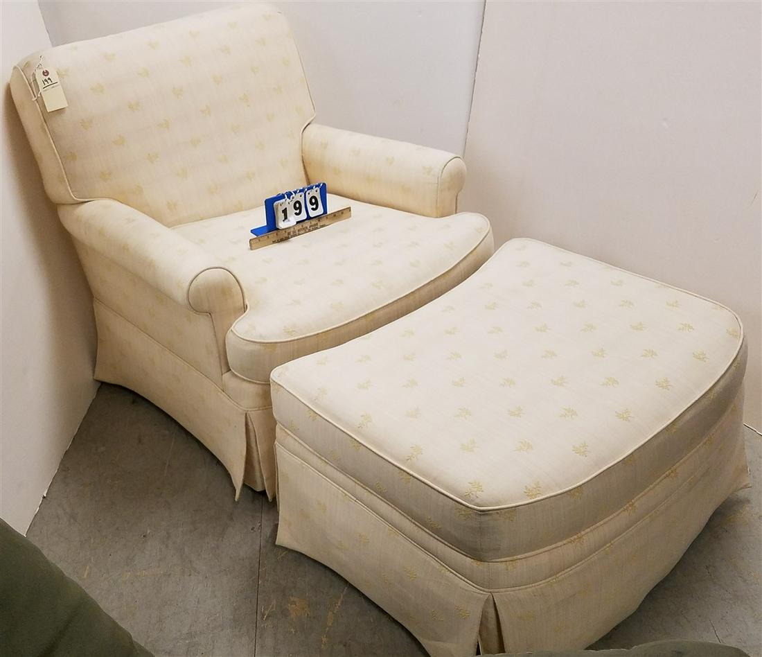 ASHLEY MANOR UPHOLS. CLUB CHAIR + OTTOMAN (1 of 2)