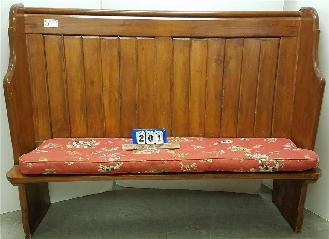 19th c. PINE BENCH, 47"H X 5'W (1 of 3)