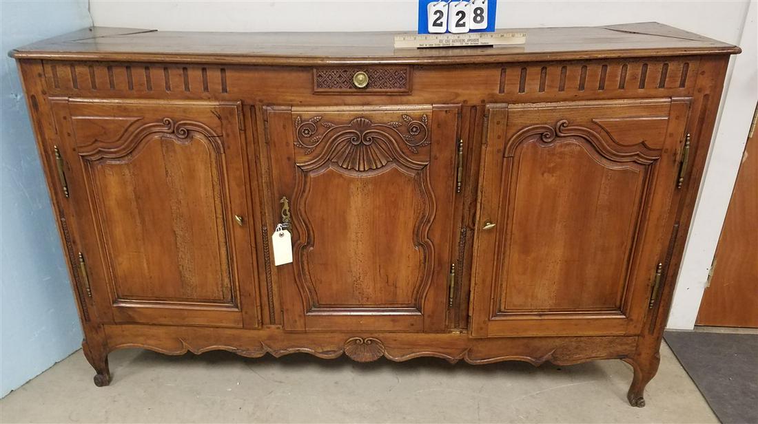 c.1800 FRENCH WALNUT SIDEBOARD, 39"H X 62.5"W X 19"D (1 of 2)