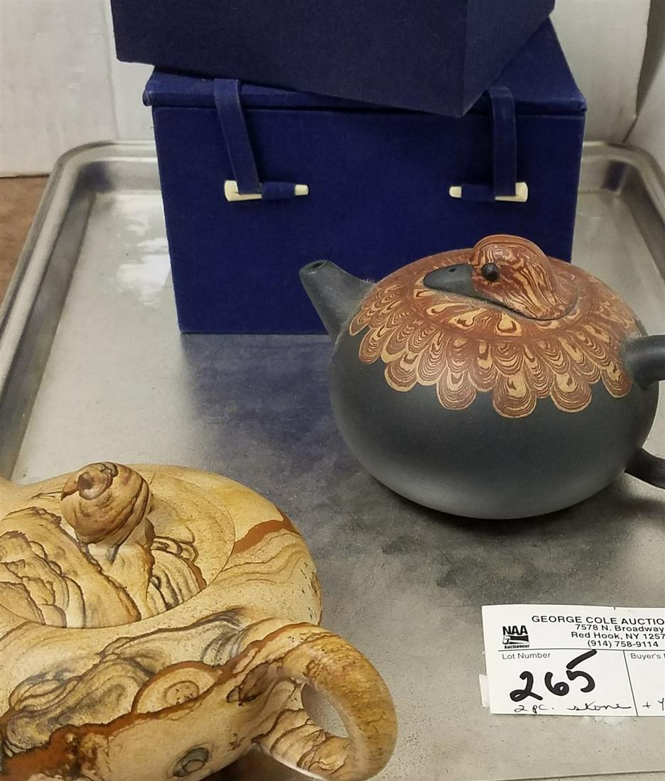 TRAY 2 20th c. TEA POTS-1 STONE, OTHER YI XING POTTERY (1 of 9)